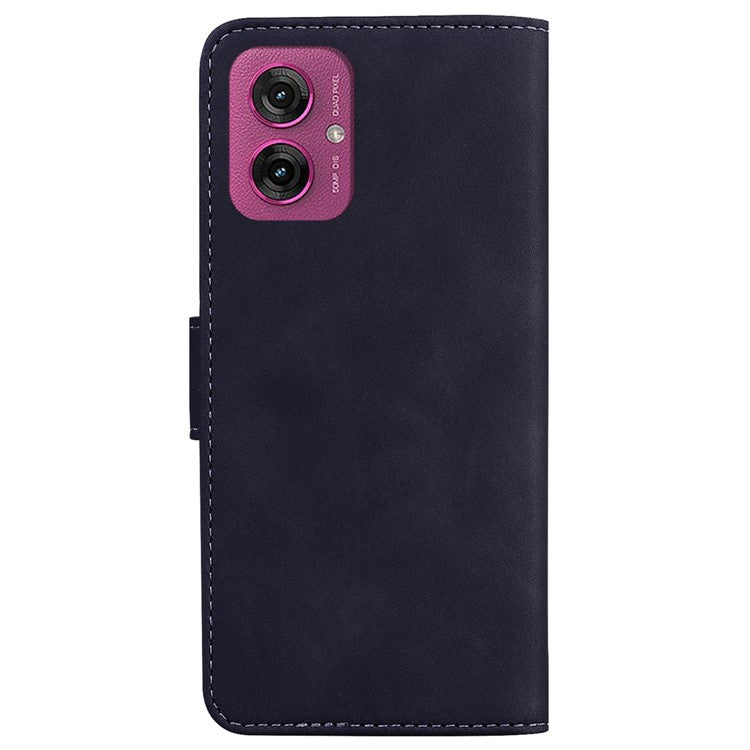 For Motorola Moto G55 5G Case Solid Color Leather Wallet Phone Cover - Black