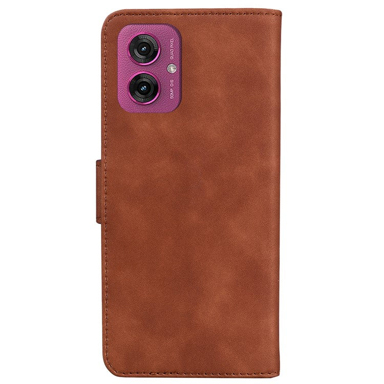 For Motorola Moto G55 5G Case Solid Color Leather Wallet Phone Cover - Brown