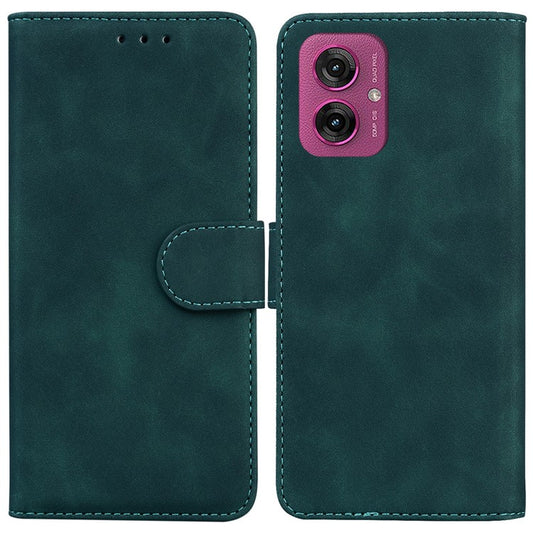 For Motorola Moto G55 5G Case Solid Color Leather Wallet Phone Cover - Green