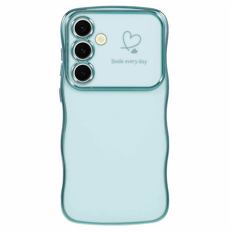 For Samsung Galaxy A34 5G Case Love Hearts TPU Phone Cover Curly Wave Frame Large Window - Green