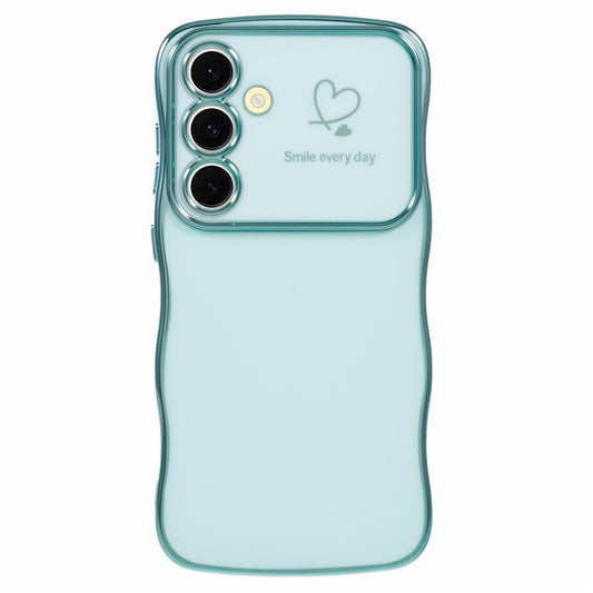 For Samsung Galaxy A34 5G Case Love Hearts TPU Phone Cover Curly Wave Frame Large Window - Green