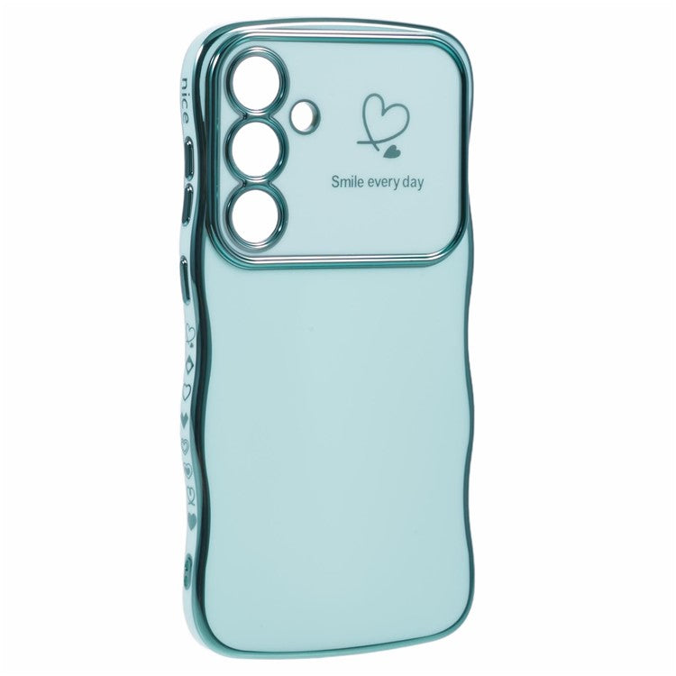 For Samsung Galaxy A34 5G Case Love Hearts TPU Phone Cover Curly Wave Frame Large Window - Green