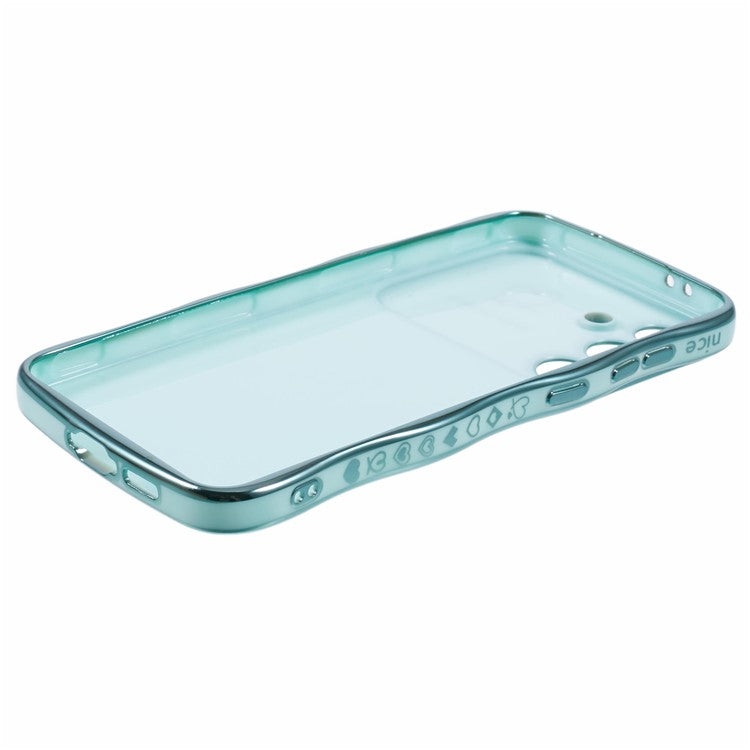 For Samsung Galaxy A34 5G Case Love Hearts TPU Phone Cover Curly Wave Frame Large Window - Green