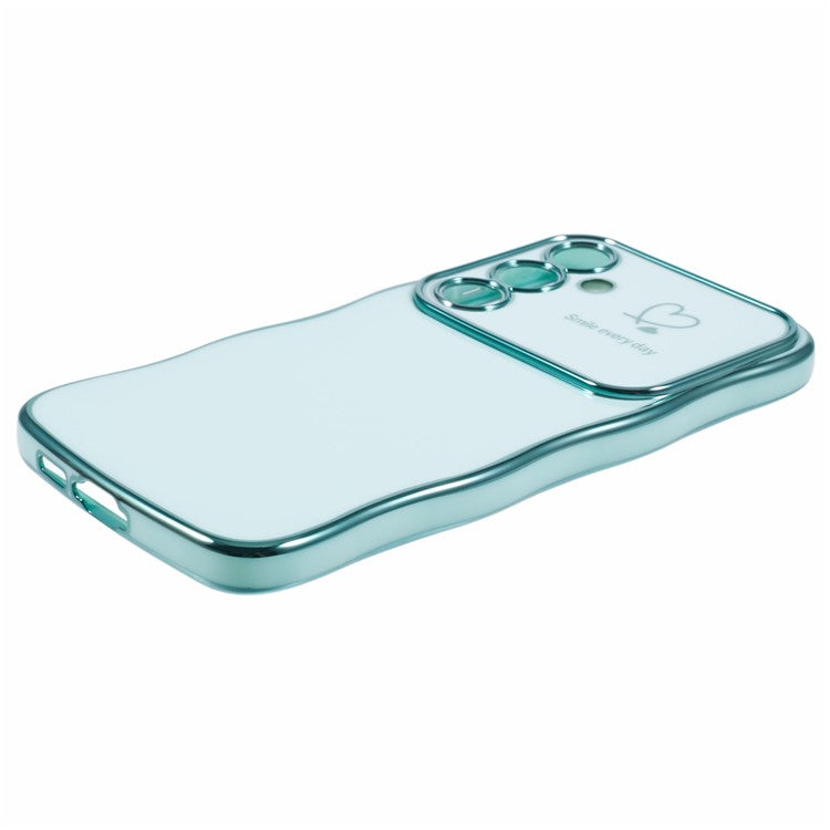 For Samsung Galaxy A34 5G Case Love Hearts TPU Phone Cover Curly Wave Frame Large Window - Green