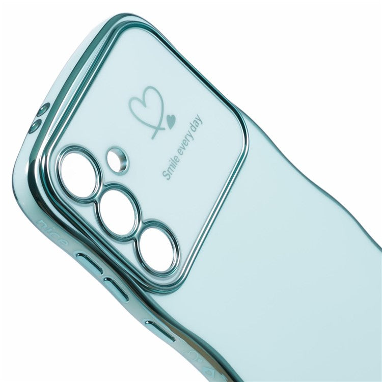 For Samsung Galaxy A34 5G Case Love Hearts TPU Phone Cover Curly Wave Frame Large Window - Green