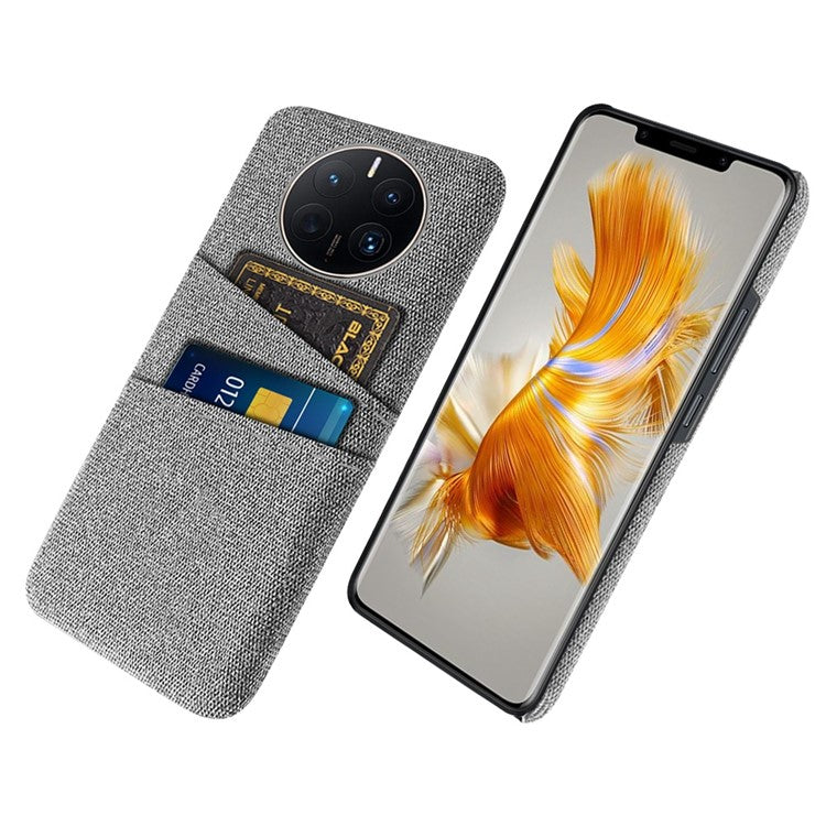 For Huawei Mate 50 Pro 4G Cloth Texture Anti-scratch Phone Case Dual Card Slots Design Protective Back Cover - Light Grey