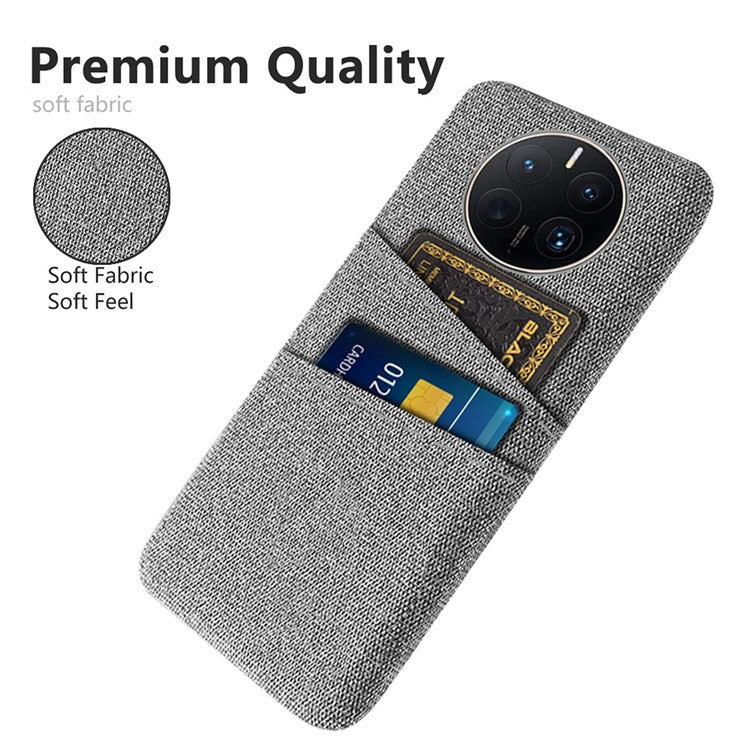 For Huawei Mate 50 Pro 4G Cloth Texture Anti-scratch Phone Case Dual Card Slots Design Protective Back Cover - Light Grey