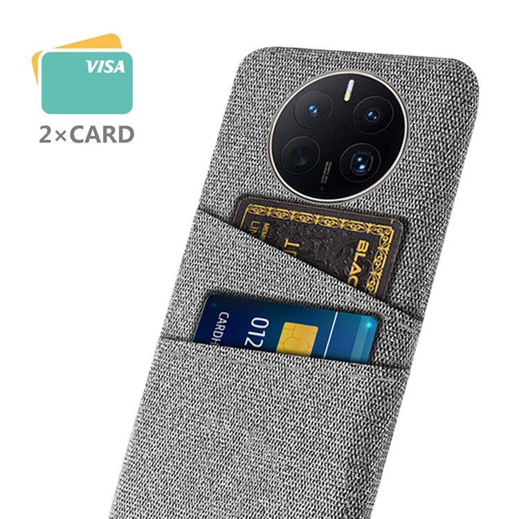For Huawei Mate 50 Pro 4G Cloth Texture Anti-scratch Phone Case Dual Card Slots Design Protective Back Cover - Light Grey