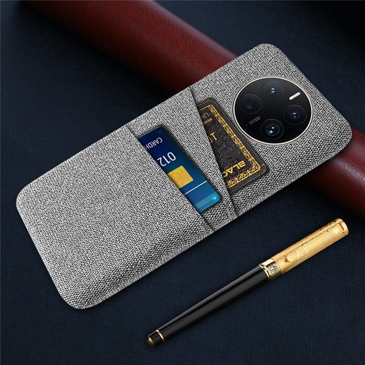 For Huawei Mate 50 Pro 4G Cloth Texture Anti-scratch Phone Case Dual Card Slots Design Protective Back Cover - Light Grey