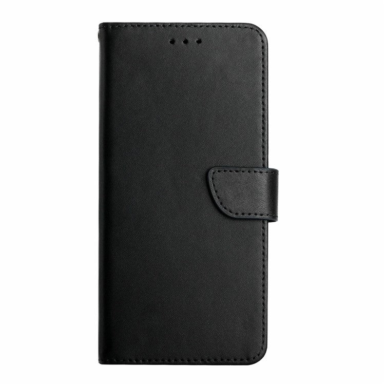 HT02 For Motorola Moto G55 5G Case Genuine Cow Leather Phone Cover Nappa Texture - Black