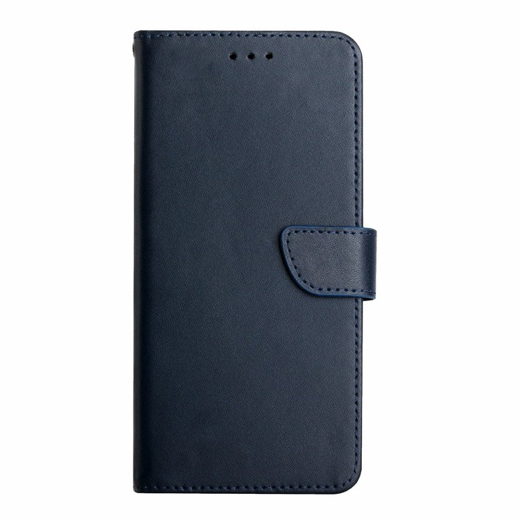 HT02 For Motorola Moto G55 5G Case Genuine Cow Leather Phone Cover Nappa Texture - Blue