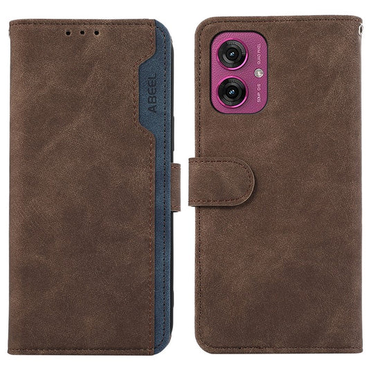 ABEEL For Motorola Moto G55 5G Case Color Splicing Leather Flip Phone Cover RFID Blocking - Brown