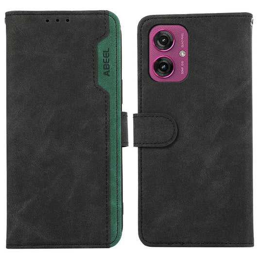 ABEEL For Motorola Moto G55 5G Case Color Splicing Leather Flip Phone Cover RFID Blocking - Black