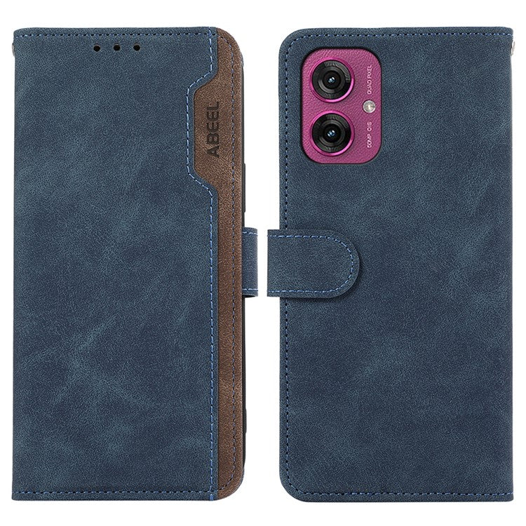 ABEEL For Motorola Moto G55 5G Case Color Splicing Leather Flip Phone Cover RFID Blocking - Blue