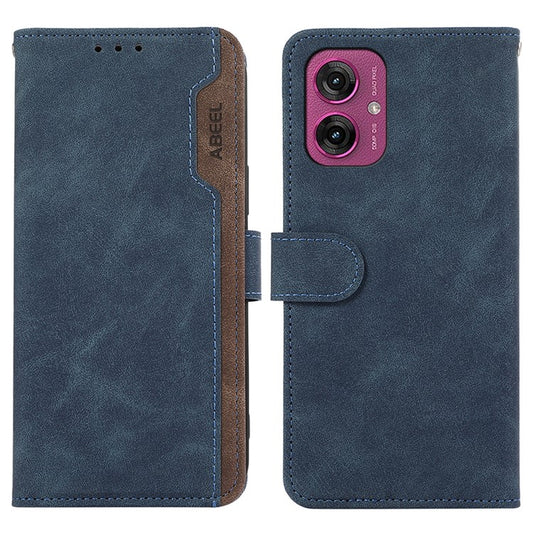 ABEEL For Motorola Moto G55 5G Case Color Splicing Leather Flip Phone Cover RFID Blocking - Blue