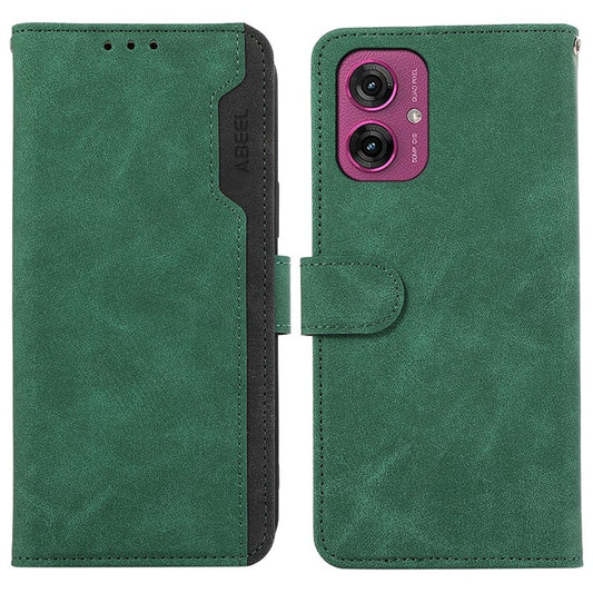 ABEEL For Motorola Moto G55 5G Case Color Splicing Leather Flip Phone Cover RFID Blocking - Green