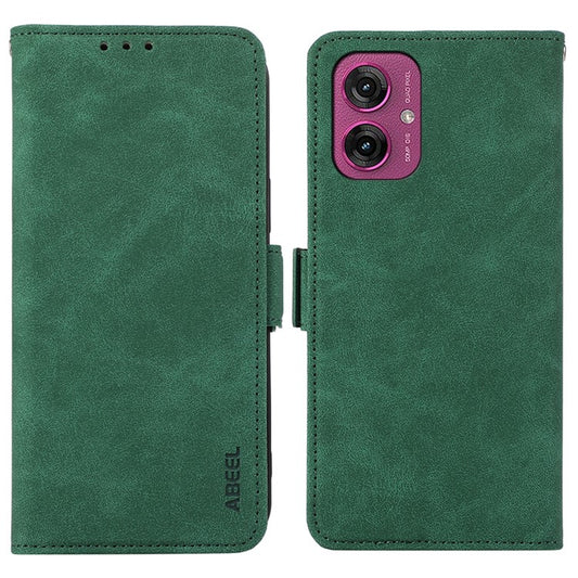 ABEEL For Motorola Moto G55 5G Case PU Leather Folio Stand View RFID Blocking Phone Cover - Green