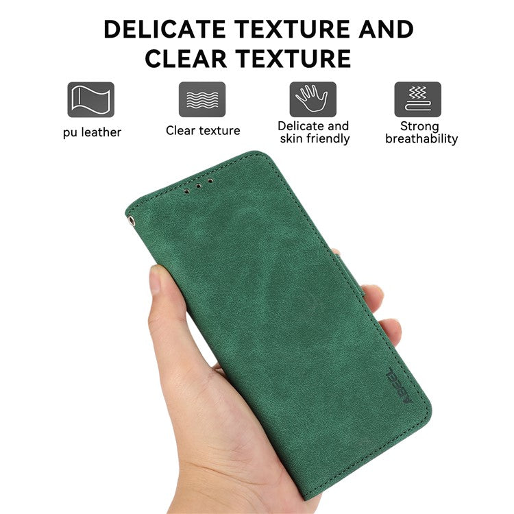ABEEL For Motorola Moto G55 5G Case PU Leather Folio Stand View RFID Blocking Phone Cover - Green