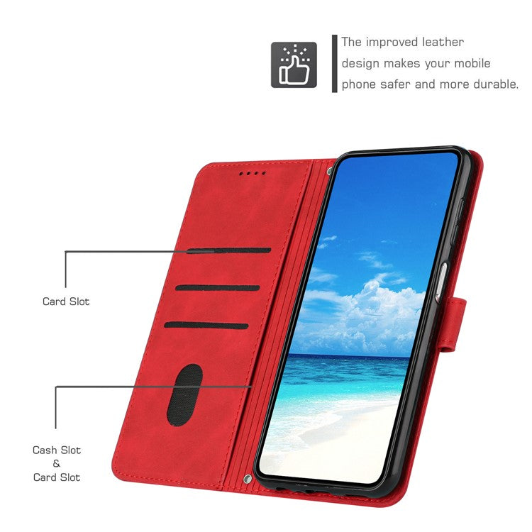 For Realme 13 Pro 5G (Global) / 13 Pro+ 5G (Global) Case Viewing Stand PU Leather Phone Cover Imprinted Pattern - Red
