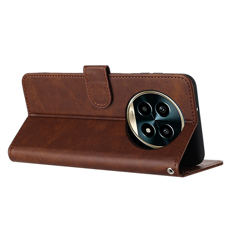 For Realme 13 Pro 5G (Global) / 13 Pro+ 5G (Global) Case Flip Stand PU Leather Wallet Phone Cover Calf Texture - Brown