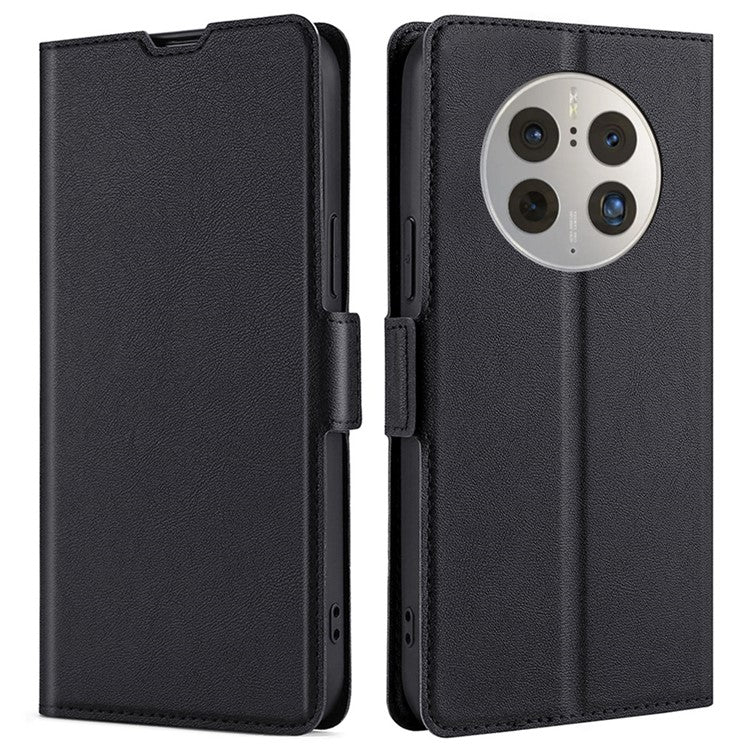 Anti-scratch Phone Case for Huawei Mate 50 Pro 4G, Foldable Stand Card Holder PU Leather Dual Magnetic Clasp Full Protection Cell Phone Cover - Black
