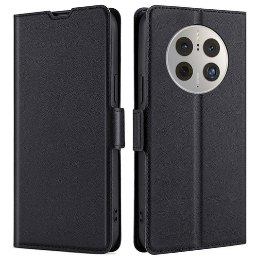 Anti-scratch Phone Case for Huawei Mate 50 Pro 4G, Foldable Stand Card Holder PU Leather Dual Magnetic Clasp Full Protection Cell Phone Cover - Black