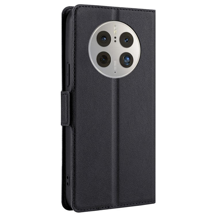 Anti-scratch Phone Case for Huawei Mate 50 Pro 4G, Foldable Stand Card Holder PU Leather Dual Magnetic Clasp Full Protection Cell Phone Cover - Black
