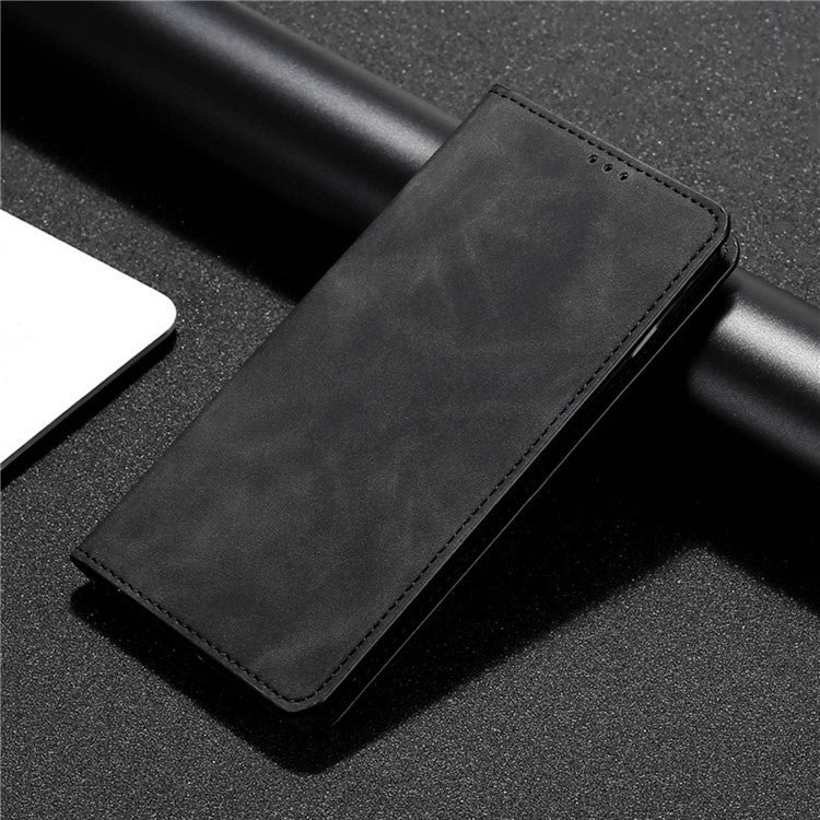 For Huawei Mate 50 Pro 4G Skin-touch Feeling Leather Flip Folio Book Case Stand Auto Closing Magnetic Card Slots Cover - Black