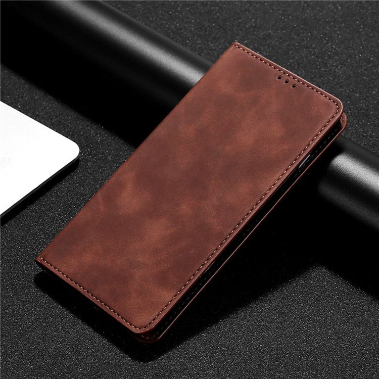 For Huawei Mate 50 Pro 4G Skin-touch Feeling Leather Flip Folio Book Case Stand Auto Closing Magnetic Card Slots Cover - Dark Brown
