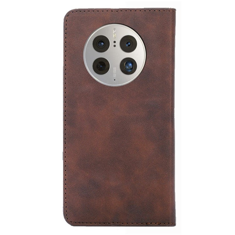 For Huawei Mate 50 Pro 4G Skin-touch Feeling Leather Flip Folio Book Case Stand Auto Closing Magnetic Card Slots Cover - Dark Brown