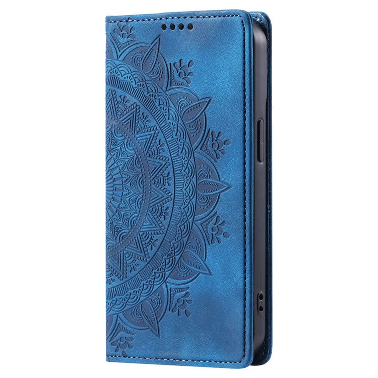 Style 010 For Motorola Moto G55 5G Case Mandala Pattern Magnetic Closing Leather Phone Cover - Blue