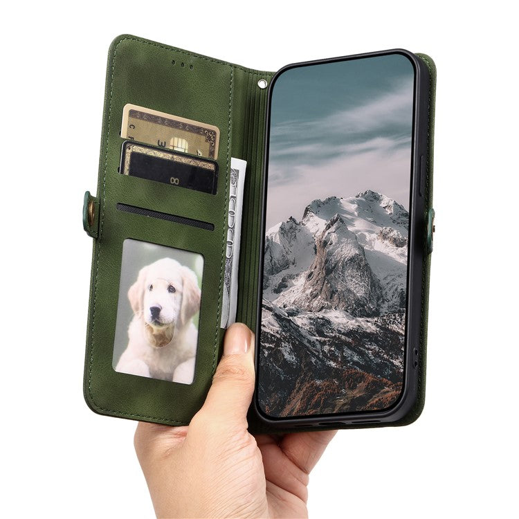 Style 016 For Motorola Moto G55 5G Case Skin Feel Totem Imprinted Wallet Leather Phone Cover - Blackish Green