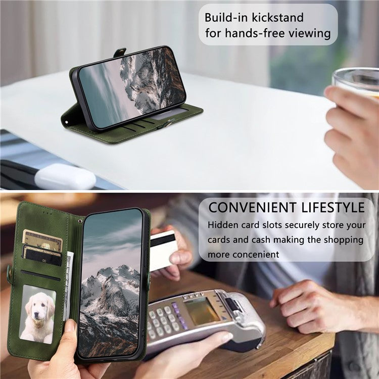 Style 016 For Motorola Moto G55 5G Case Skin Feel Totem Imprinted Wallet Leather Phone Cover - Blackish Green