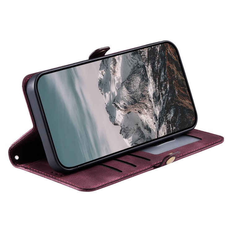 Style 016 For Motorola Moto G55 5G Case Skin Feel Totem Imprinted Wallet Leather Phone Cover - Wine Red
