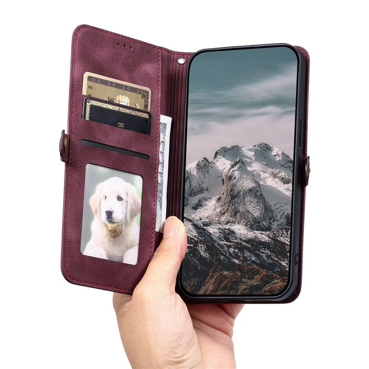 Style 016 For Motorola Moto G55 5G Case Skin Feel Totem Imprinted Wallet Leather Phone Cover - Wine Red