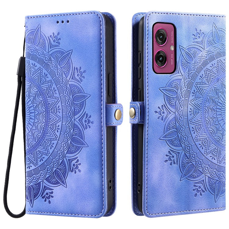 Style 016 For Motorola Moto G55 5G Case Skin Feel Totem Imprinted Wallet Leather Phone Cover - Purple