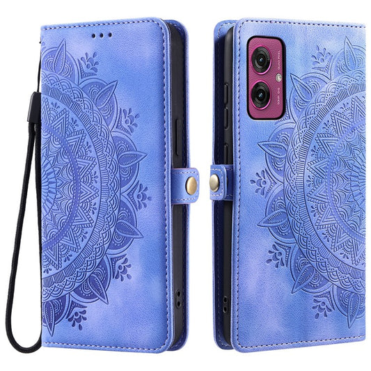 Style 016 For Motorola Moto G55 5G Case Skin Feel Totem Imprinted Wallet Leather Phone Cover - Purple
