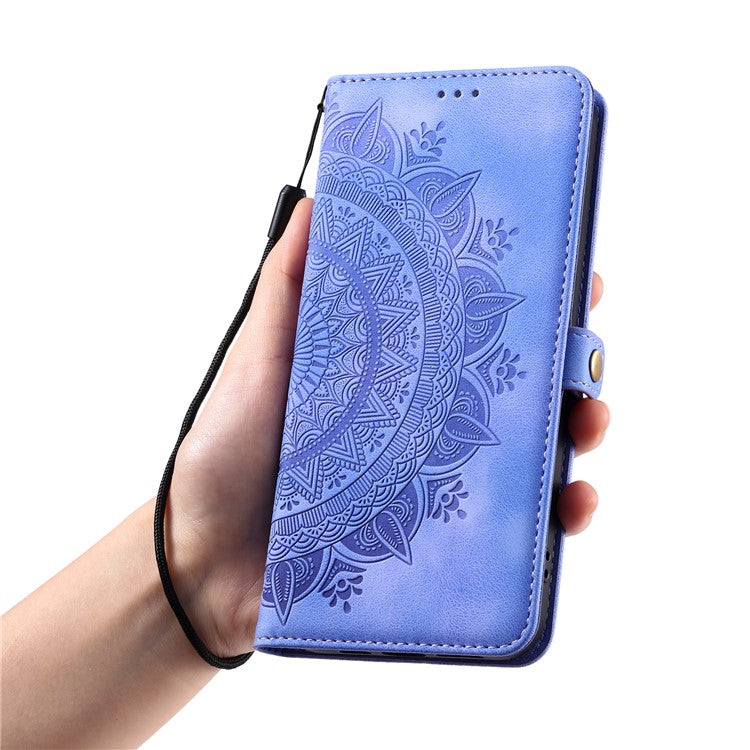 Style 016 For Motorola Moto G55 5G Case Skin Feel Totem Imprinted Wallet Leather Phone Cover - Purple