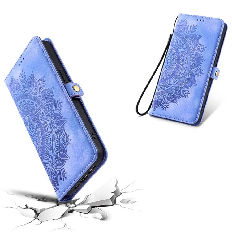 Style 016 For Motorola Moto G55 5G Case Skin Feel Totem Imprinted Wallet Leather Phone Cover - Purple