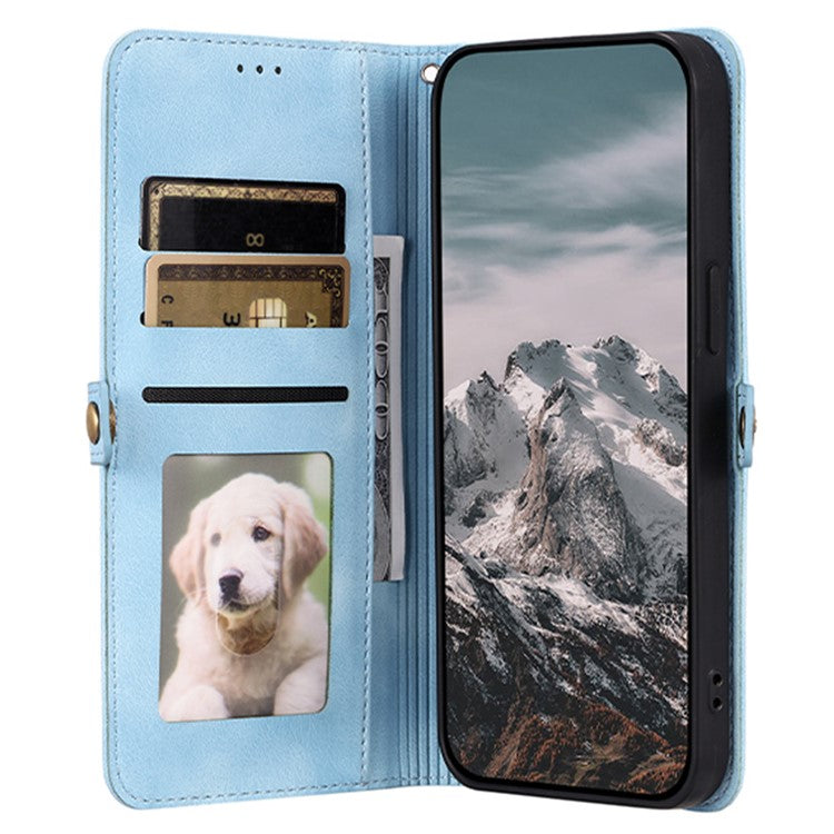 Style 016 For Motorola Moto G55 5G Case Skin Feel Totem Imprinted Wallet Leather Phone Cover - Lake Blue