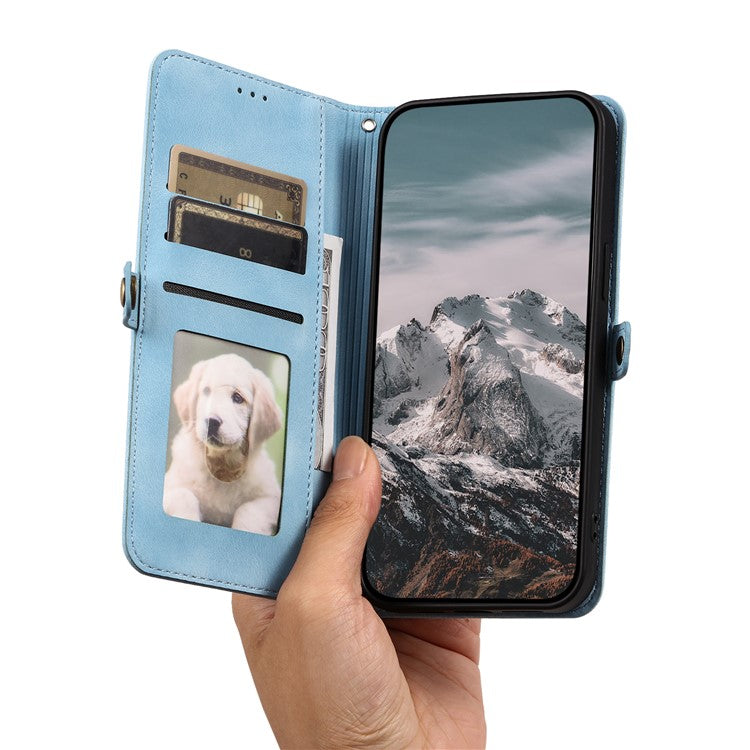 Style 016 For Motorola Moto G55 5G Case Skin Feel Totem Imprinted Wallet Leather Phone Cover - Lake Blue