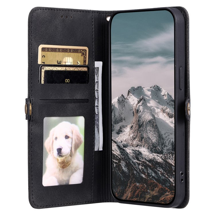 Style 016 For Motorola Moto G55 5G Case Skin Feel Totem Imprinted Wallet Leather Phone Cover - Black