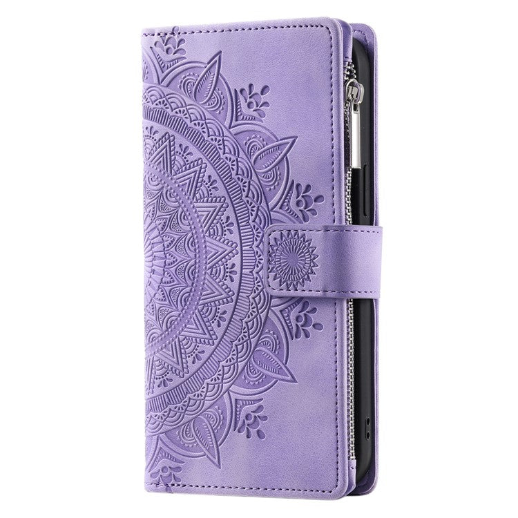 Style 006 For Motorola Moto G35 5G Wallet Case PU Leather Phone Cover Mandala Flower Pattern - Purple