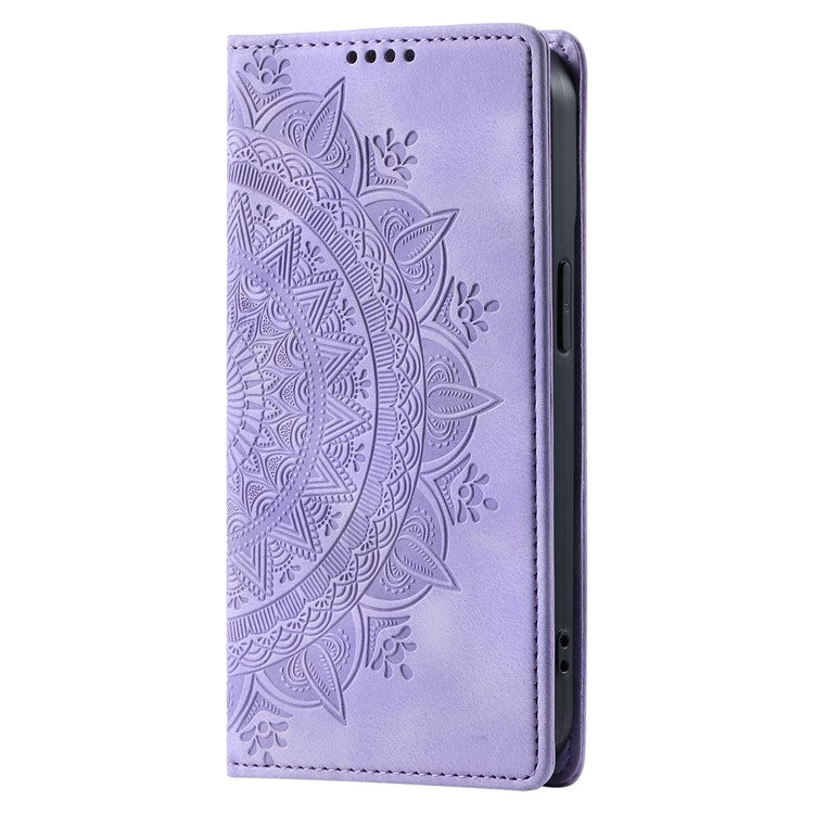 Style 010 For Motorola Moto G35 5G Case Mandala Pattern Magnetic Closing Leather Phone Cover - Purple
