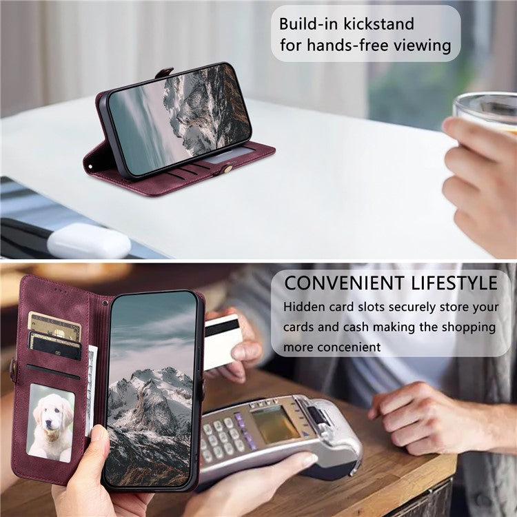 Style 016 For Motorola Moto G35 5G Case Skin Feel Totem Imprinted Wallet Leather Phone Cover - Wine Red