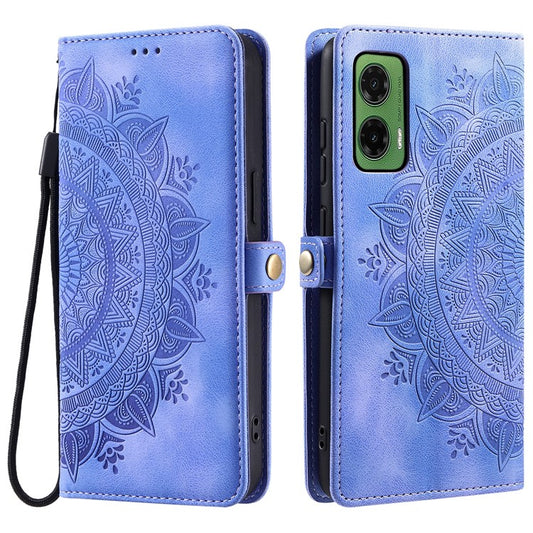 Style 016 For Motorola Moto G35 5G Case Skin Feel Totem Imprinted Wallet Leather Phone Cover - Purple