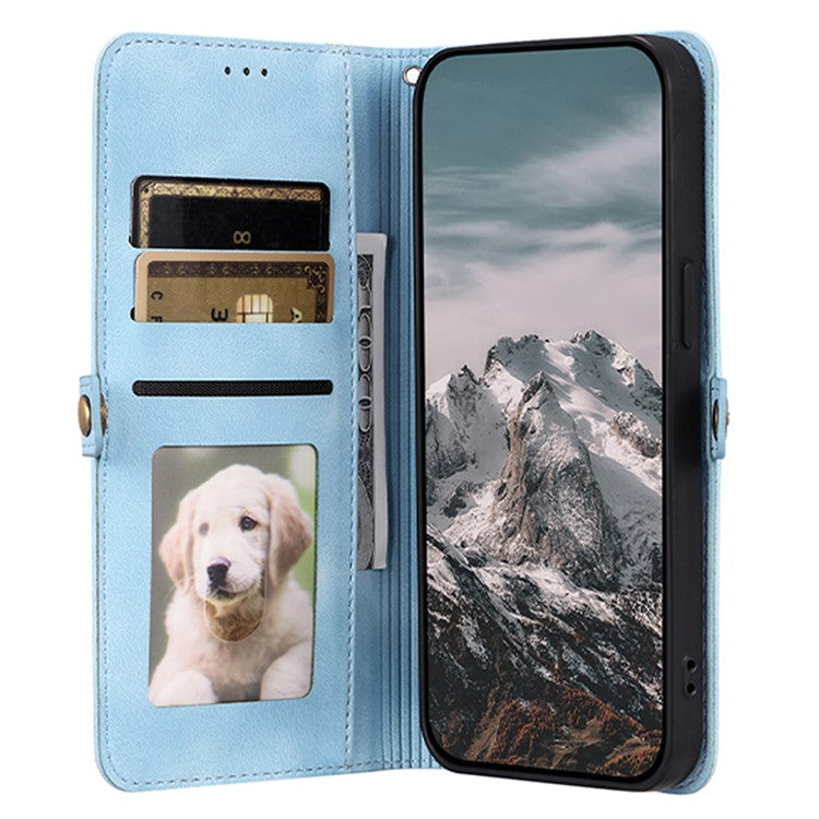 Style 016 For Motorola Moto G35 5G Case Skin Feel Totem Imprinted Wallet Leather Phone Cover - Lake Blue