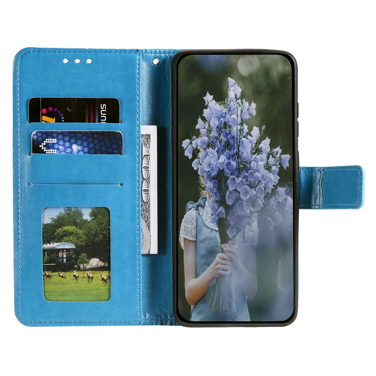 For Motorola Moto G35 5G Case Imprinted Totem PU Leather Wallet Stand Phone Cover - Blue