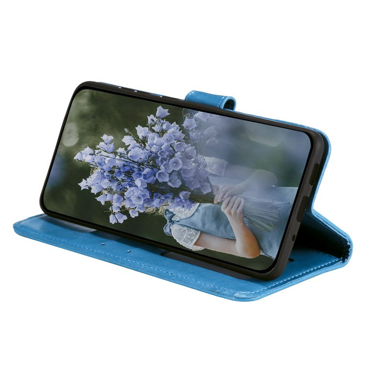 For Motorola Moto G35 5G Case Imprinted Totem PU Leather Wallet Stand Phone Cover - Blue