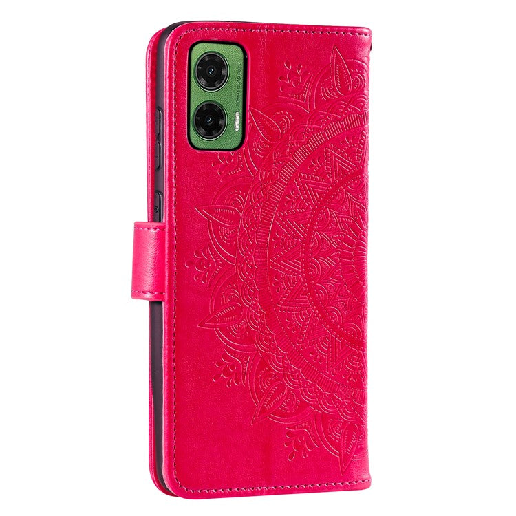 For Motorola Moto G35 5G Case Imprinted Totem PU Leather Wallet Stand Phone Cover - Rose
